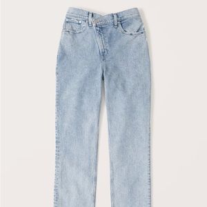 Abercrombie Curve Love Ultra High Rise 90s Straight Leg Jean Crossover Waist